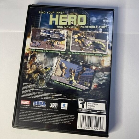 The Incredible Hulk-PC DVD-ROM-Marvel Sega-Rated T Very good condition - Cover, - Picture 2 of 3